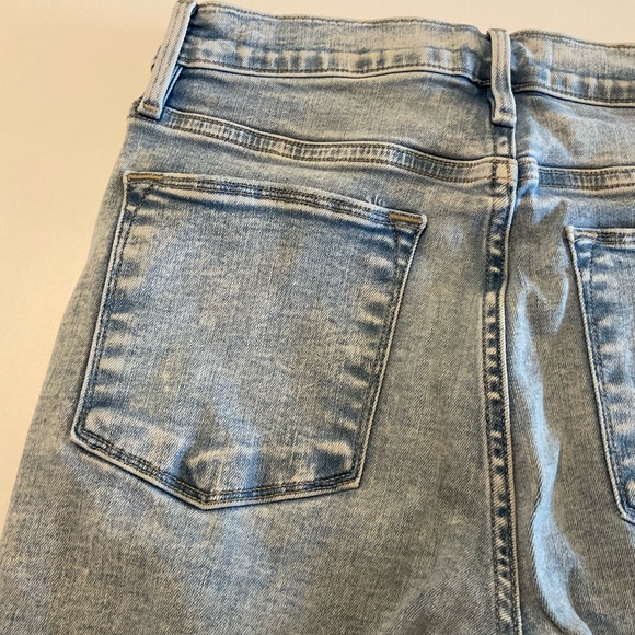 Frame High Rise Blue Denim Flare Raw Edge Leg Jeans with Stretch, Size 27 - Picture 7 of 16